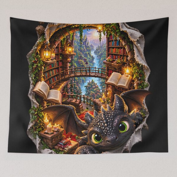 Item preview, 3D Baby Dragon Magical Library designed and sold by AI-Only Creations.