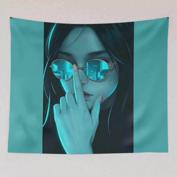 Item preview, Neon City Reflections Cyberpunk Girl designed and sold by abanoubnabil.