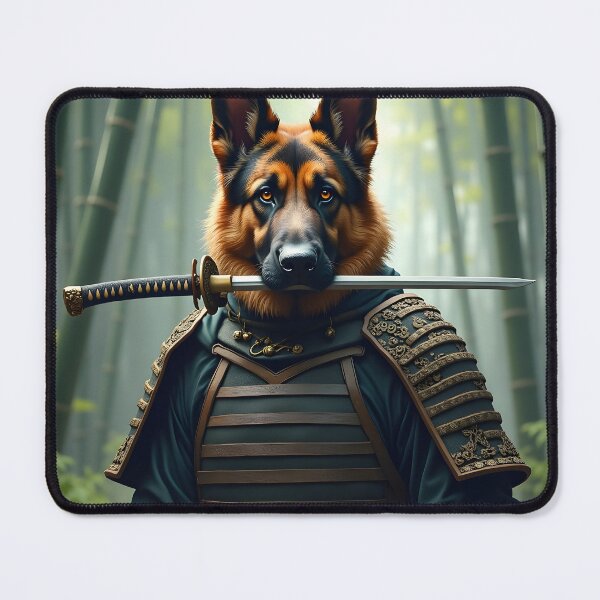 Item preview, BADASS SAMURAI GERMAN SHEPHERD DOG PORTRAIT designed and sold by PawsStudioAU.