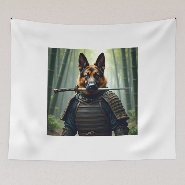 Item preview, BADASS SAMURAI GERMAN SHEPHERD DOG PORTRAIT designed and sold by PawsStudioAU.
