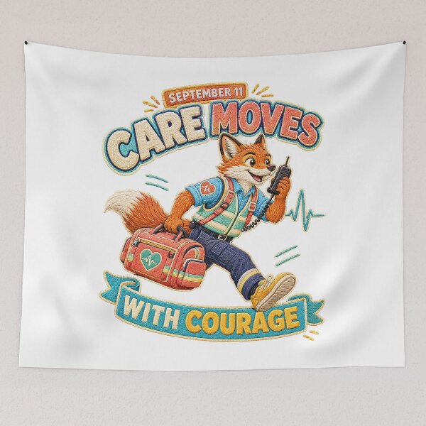 Item preview, September 11 Fox Paramedic – Care Moves With Courage Embroidery Design designed and sold by Jaani-T.