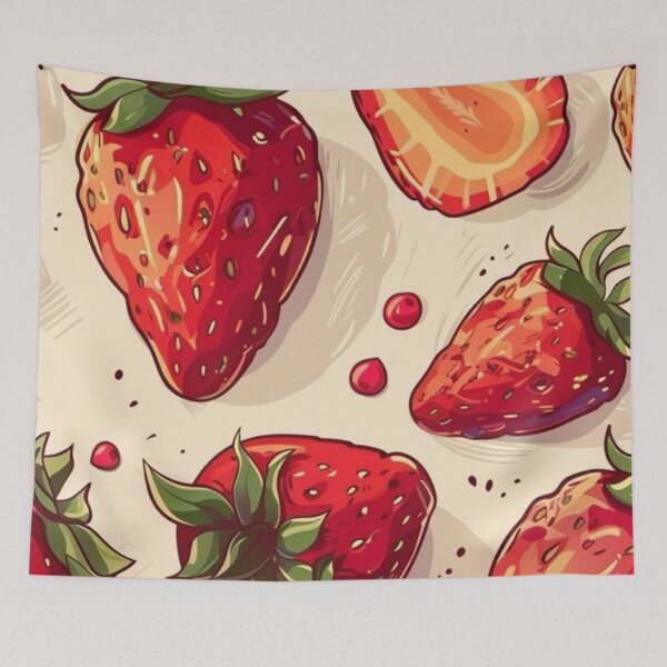 Item preview, Sweet Red Strawberry Pattern Hand Drawn Juicy Fruit Illustration designed and sold by LYAN-STORE.