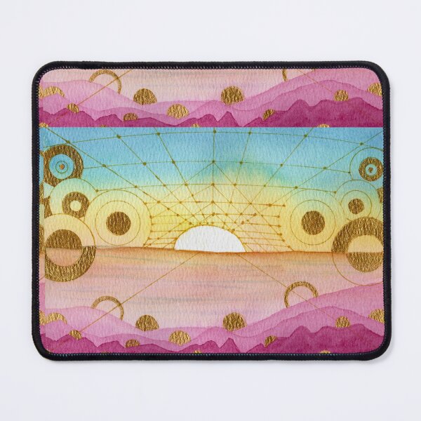 Item preview, The Architecture of Dawn, Pink Blue and Gold Abstract Watercolour designed and sold by ArithraStudio.