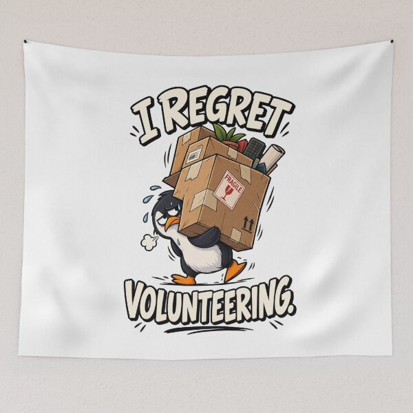 Item preview, I Regret Volunteering Funny Penguin T-Shirt | Everyday Chaos Club | Cute Office Humor Animal Design designed and sold by Kiinaaa.