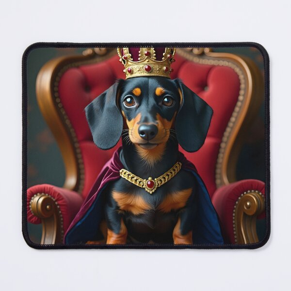 Item preview, ROYAL KING DACHSHUND DOG ON THRONE WITH CROWN designed and sold by PawsStudioAU.