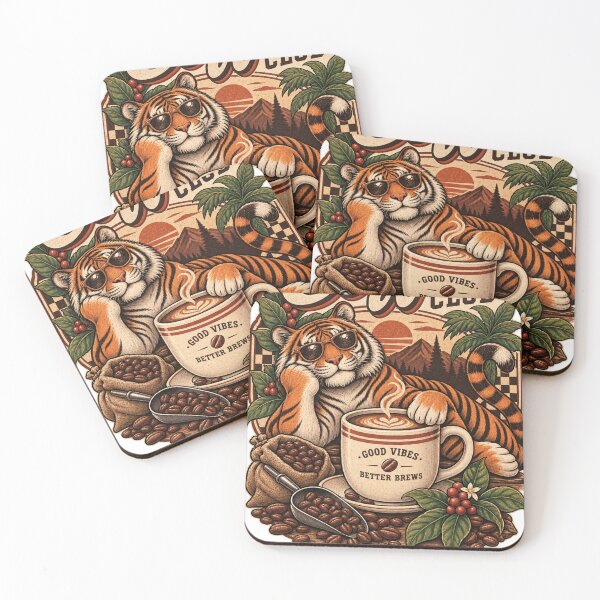 Item preview, Coffee Club Chill Tiger Good Vibes Better Brews designed and sold by @SHINTOSARTSTORE.