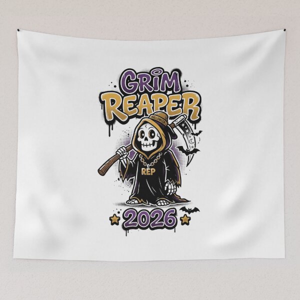 Item preview, Grim Reaper 2026 Gold Chain Streetwear Halloween Design Tee designed and sold by DarylWelsh2024.