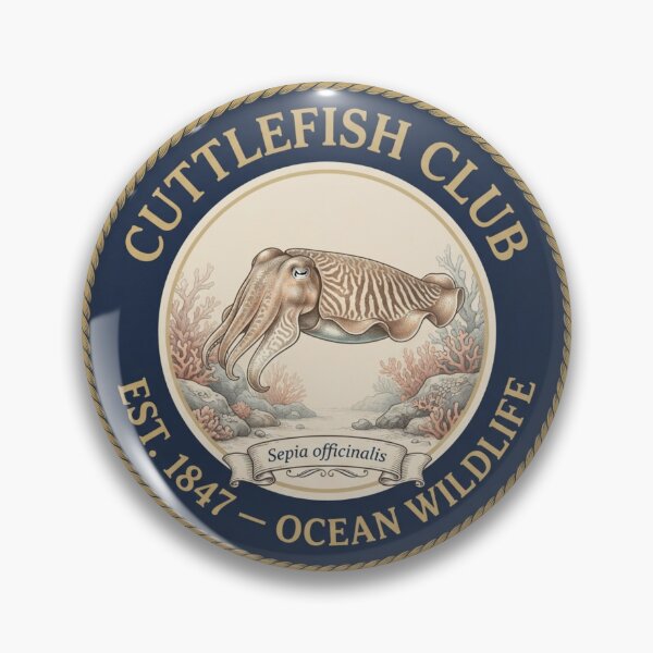 Artikelvorschau, Vintage-Abzeichen des Cuttlefish Clubs, Meereskunst entworfen und verkauft von CalmCapy Co.