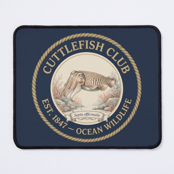 Item preview, Cuttlefish Club Vintage Badge Ocean Wildlife Art designed and sold by CalmCapy Co.