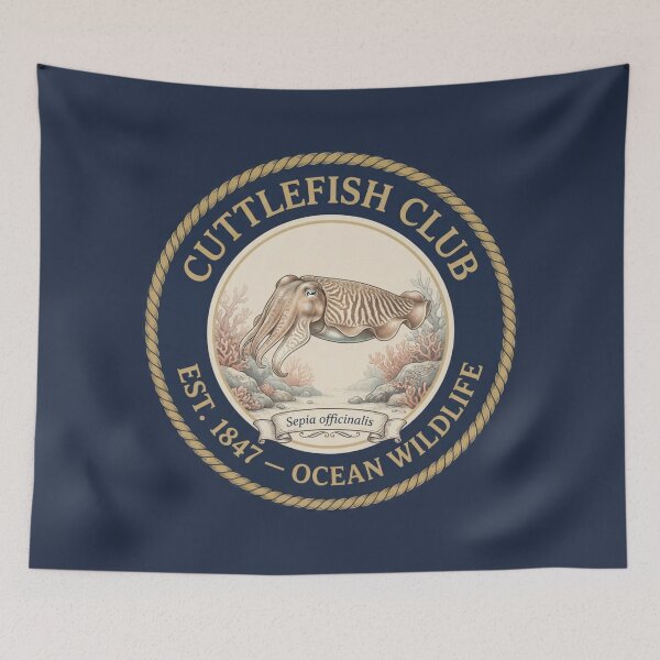 Item preview, Cuttlefish Club Vintage Badge Ocean Wildlife Art designed and sold by CalmCapy Co.