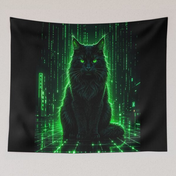 Item preview, Cyberpunk Maine Coon Black Cat designed and sold by PetsArt.