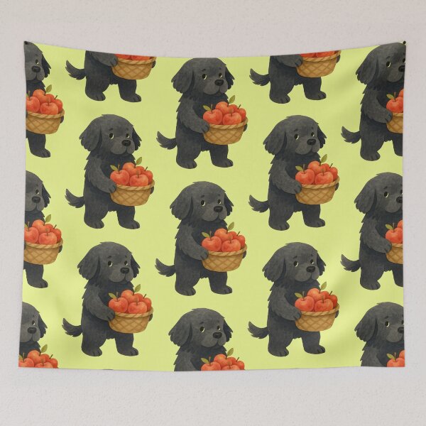 Item preview, Sweet Black Labrador with apple basket, autumn harvest designed and sold by Mauswohn.