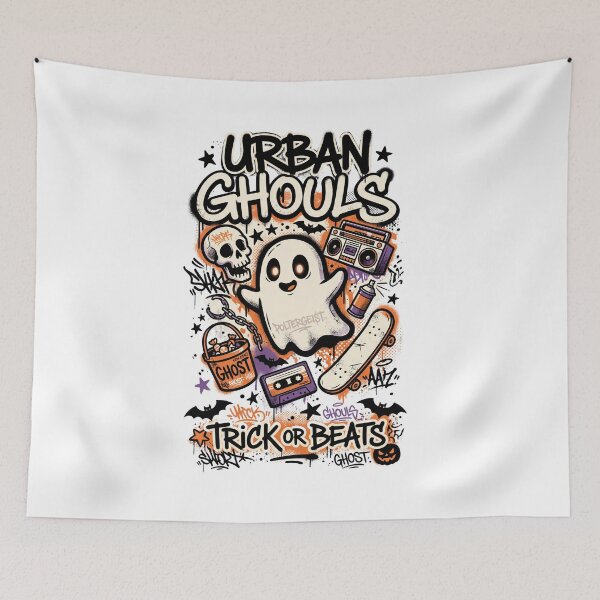 Item preview,  Urban Ghouls Trick or Beats Graffiti Ghost Halloween Design Tee designed and sold by DarylWelsh2024.