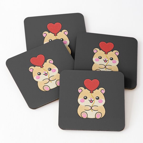 Item preview, Cute Hamster Holding Heart Balloon Kawaii Embroidery Patch designed and sold by ColorSplash123.
