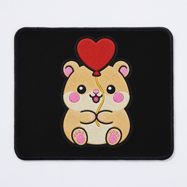 Item preview, Cute Hamster Holding Heart Balloon Kawaii Embroidery Patch designed and sold by ColorSplash123.