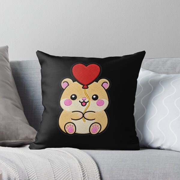 Item preview, Cute Hamster Holding Heart Balloon Kawaii Embroidery Patch designed and sold by ColorSplash123.