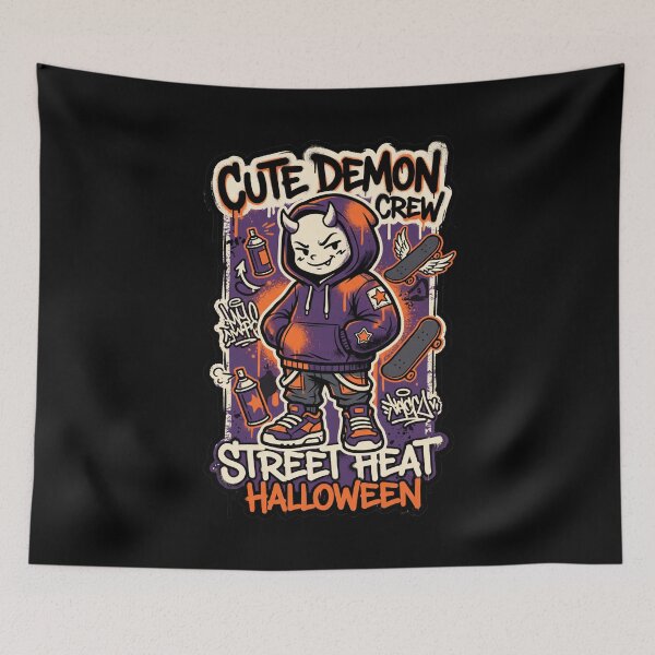 Item preview, Cute Demon Crew Street Heat Halloween Graffiti Design Tee designed and sold by DarylWelsh2024.