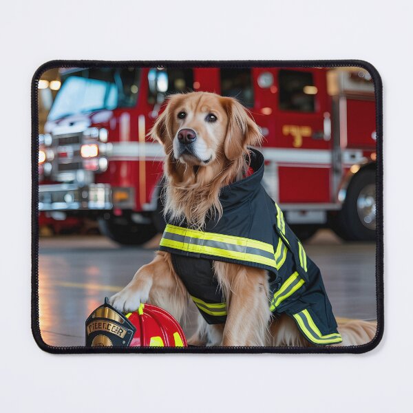 Item preview, GOLDEN RETRIEVER FIREFIGHTER DOG WITH HELMET designed and sold by PawsStudioAU.