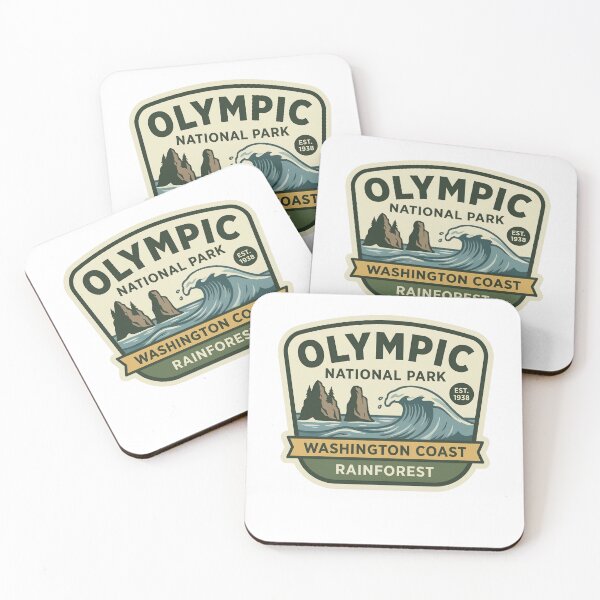 Item preview, Olympic National Park Washington Coast Rainforest Retro Wave Badge designed and sold by LittleArij.