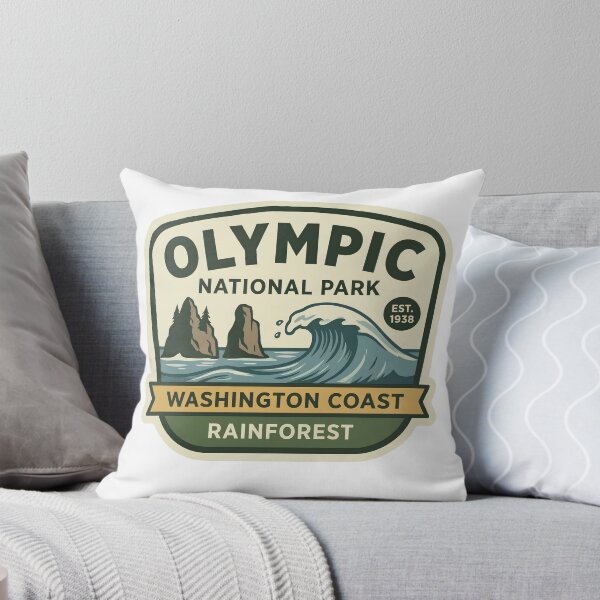 Item preview, Olympic National Park Washington Coast Rainforest Retro Wave Badge designed and sold by LittleArij.