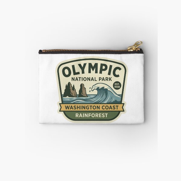 Item preview, Olympic National Park Washington Coast Rainforest Retro Wave Badge designed and sold by LittleArij.