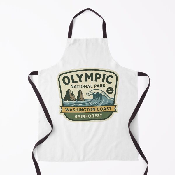 Item preview, Olympic National Park Washington Coast Rainforest Retro Wave Badge designed and sold by LittleArij.