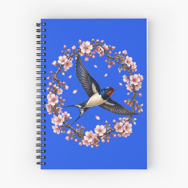 Item preview, Elegant Barn Swallow in Cherry Blossom Wreath - Spring Nature Art designed and sold by Evelashop.