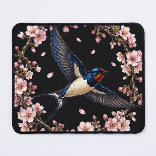 Item preview, Elegant Barn Swallow in Cherry Blossom Wreath - Spring Nature Art designed and sold by Evelashop.