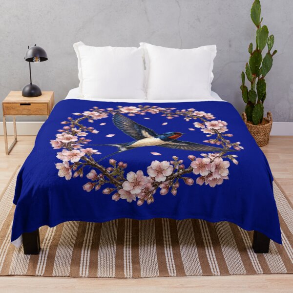 Item preview, Elegant Barn Swallow in Cherry Blossom Wreath - Spring Nature Art designed and sold by Evelashop.