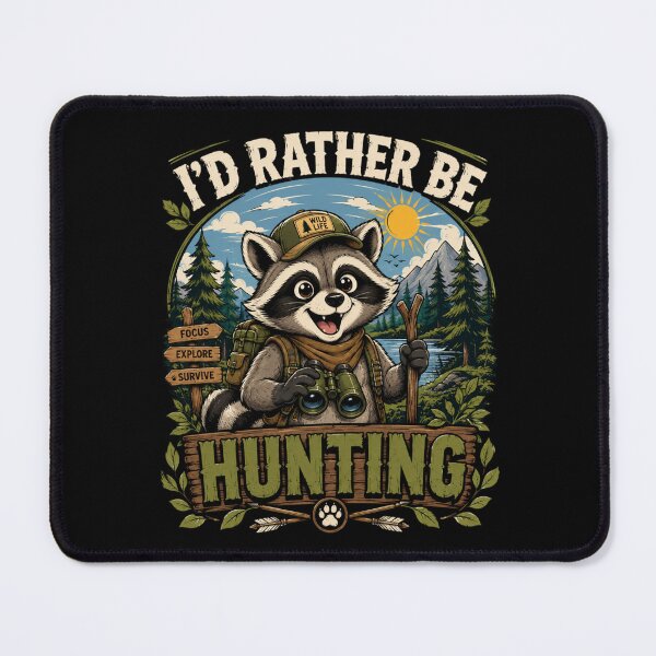 Item preview, I’d Rather Be Hunting Raccoon T-Shirt – Cute Outdoor Hunting Graphic Tee designed and sold by Artimax-Studio.