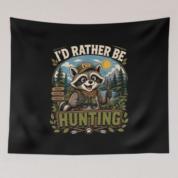 Item preview, I’d Rather Be Hunting Raccoon T-Shirt – Cute Outdoor Hunting Graphic Tee designed and sold by Artimax-Studio.