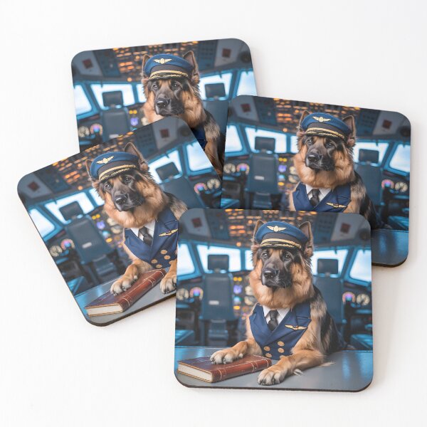 Item preview, GERMAN SHEPHERD AIRLINE PILOT DOG IN COCKPIT designed and sold by PawsStudioAU.