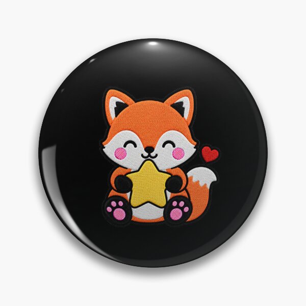 Item preview, Cute Fox Hugging Yellow Star Kawaii Embroidery Patch designed and sold by ColorSplash123.