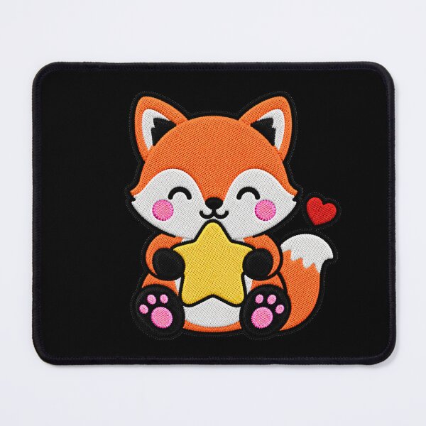 Item preview, Cute Fox Hugging Yellow Star Kawaii Embroidery Patch designed and sold by ColorSplash123.