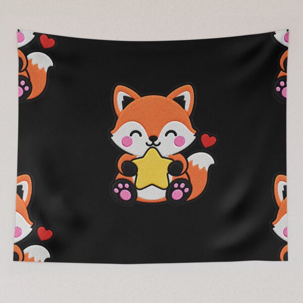 Artikelvorschau, Niedlicher Fuchs umarmt gelben Stern – Kawaii-Stickaufnäher entworfen und verkauft von ColorSplash123.