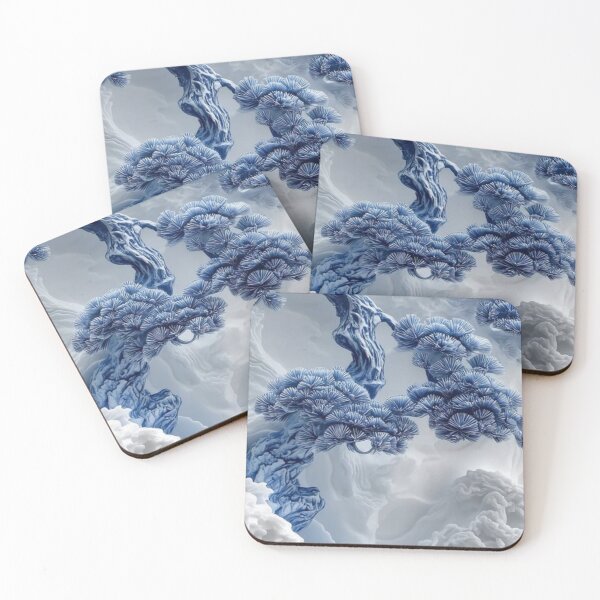 Item preview, Blue Porcelain Bonsai Pine Tree Oriental Ceramic Clouds Art designed and sold by LYAN-STORE.