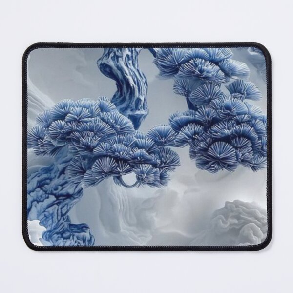 Item preview, Blue Porcelain Bonsai Pine Tree Oriental Ceramic Clouds Art designed and sold by LYAN-STORE.