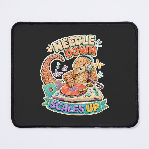 Item preview, Pangolin Vinyl DJ – Needle Down Scales Up Embroidery Design designed and sold by Jaani-T.