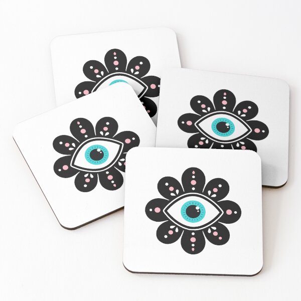 Item preview, Evil Eye Protection Blue Pink Floral Mystical Symbol designed and sold by teeperfect.