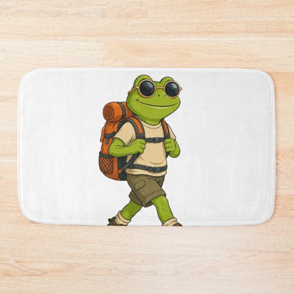 Aperçu de l'œuvre Illustration d'une grenouille mignonne faisant de la randonnée créée et vendue par @VIRAT DESIGNER@.