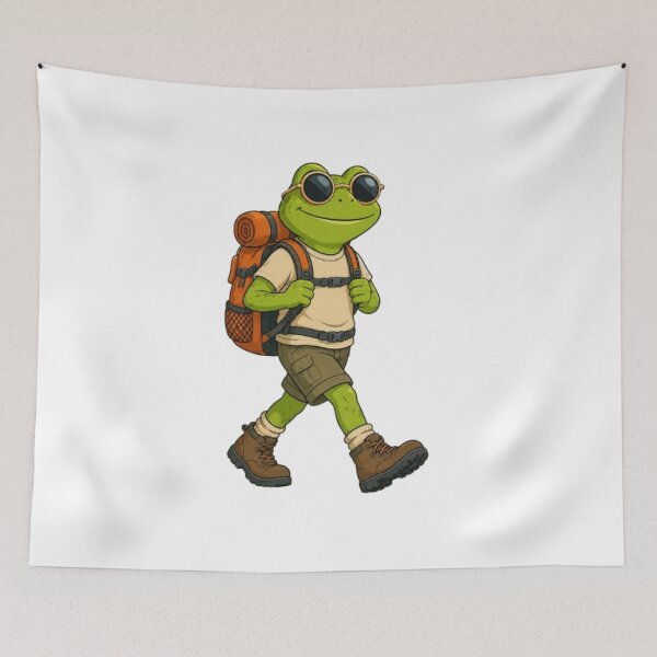 Item preview, Cute Hiking Frog Backpacking Character Illustration designed and sold by @VIRAT DESIGNER@.
