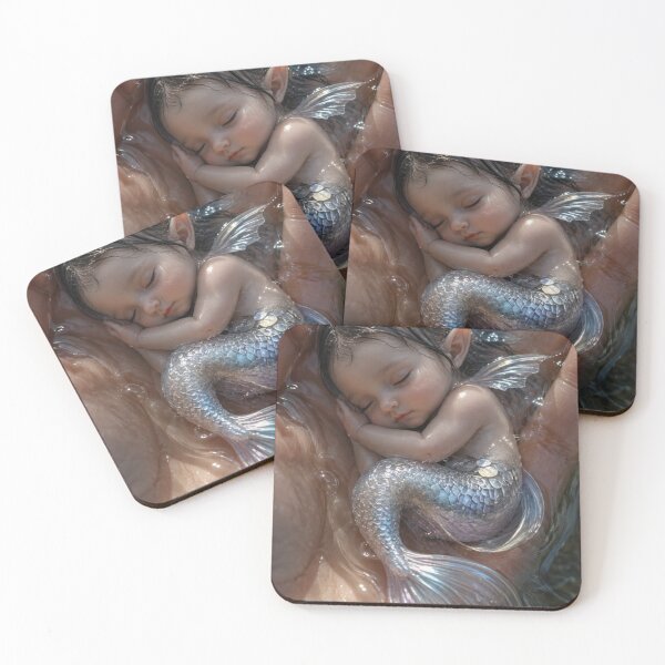 Item preview, Tiny Mermaid Baby Fantasy – Magical Ocean Fairy Art designed and sold by Bhaskar Digital Art.