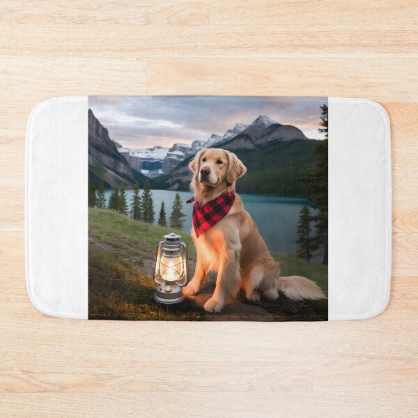 Item preview, GOLDEN RETRIEVER EXPLORER DOG WITH BANDANA AND LANTERN designed and sold by PawsStudioAU.
