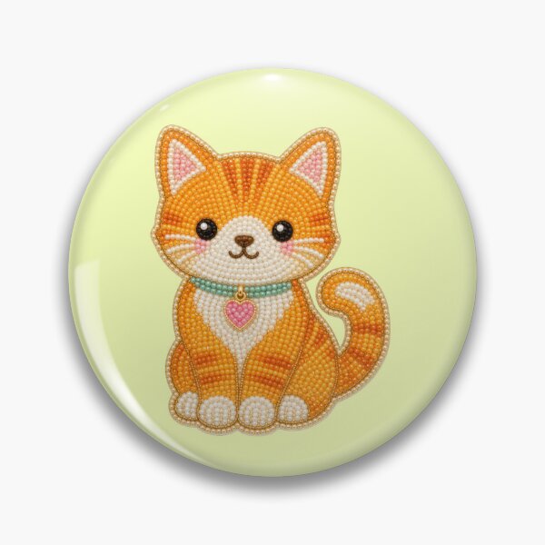 Item preview, Striped Red Cat Beaded Embroidery Beaded Pattern Kitten Heart designed and sold by Mauswohn.