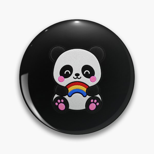 Item preview, Cute Panda Holding Rainbow Kawaii Embroidery Patch designed and sold by ColorSplash123.
