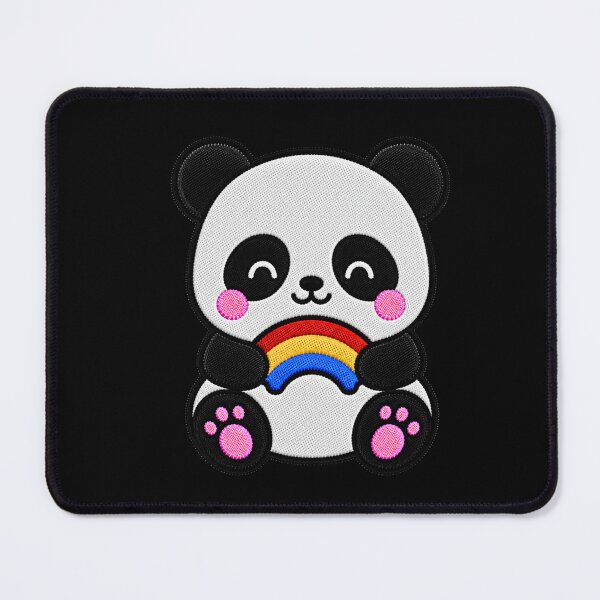 Item preview, Cute Panda Holding Rainbow Kawaii Embroidery Patch designed and sold by ColorSplash123.