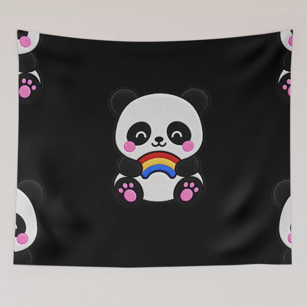 Item preview, Cute Panda Holding Rainbow Kawaii Embroidery Patch designed and sold by ColorSplash123.