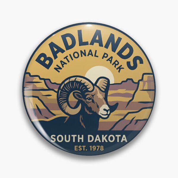 Item preview, Badlands National Park South Dakota Vintage Bighorn Sheep Badge designed and sold by LittleArij.