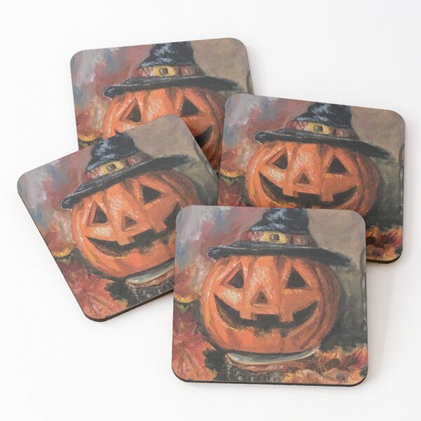 Item preview, Hand Painted Oil Pumpkin with Witch Hat - Cozy Halloween Still Life designed and sold by ilkayArtStudio.