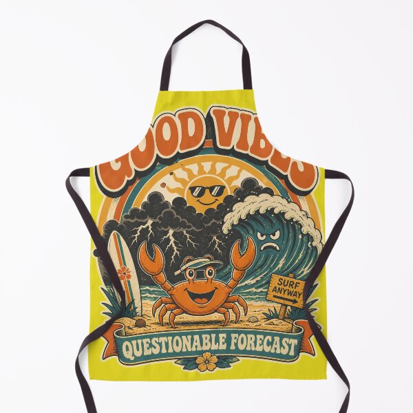 Item preview, Good Vibes Questionable Forecast Funny Surfing Crab Vintage Beach designed and sold by SVox.